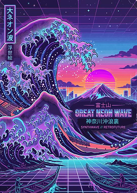 Great Neon Wave Synthwave Art