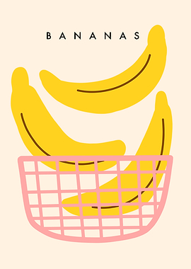 Bananas in a Pink Basket