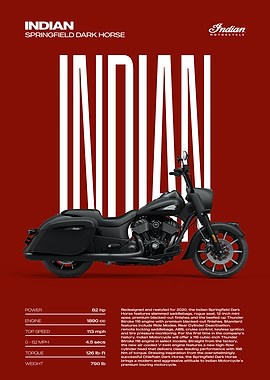 Indian Springfield Dark Horse Motorcycle Poster