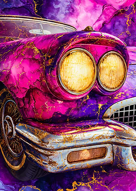 Purple Vintage Car Gold Veins