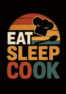 Eat Sleep Cook Retro Design