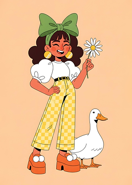 Girl with Daisy and Duck
