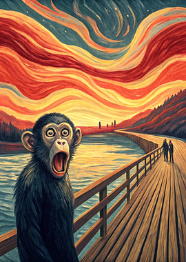 Screaming Monkey on a Bridge