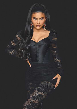 Kylie Jenner in Black Lace Dress