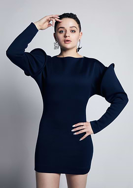 Joey King in a Navy Dress