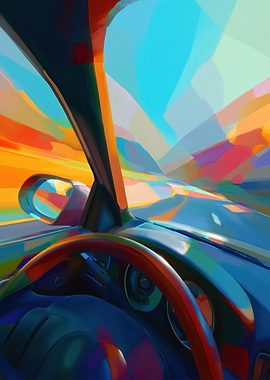 Drive Into Color – Abstract Road Trip Poster