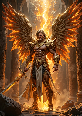 Golden Angel Warrior with Sword