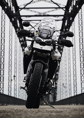 Triumph Tiger Motorcycle on Bridge