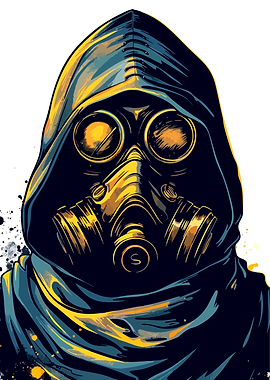 Person in Gas Mask and Hood
