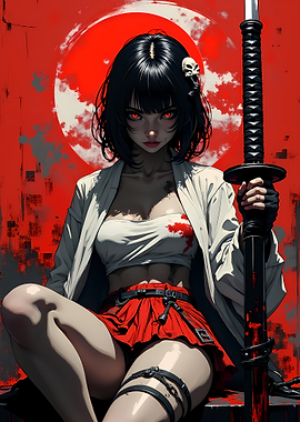 Anime Samurai Girl with Katana