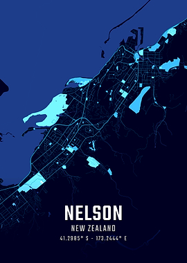 Nelson NZ Midnight City Map
