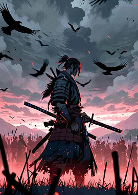 Samurai Warrior in a Dramatic Landscape