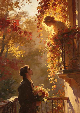 Romantic Autumn Balcony Scene