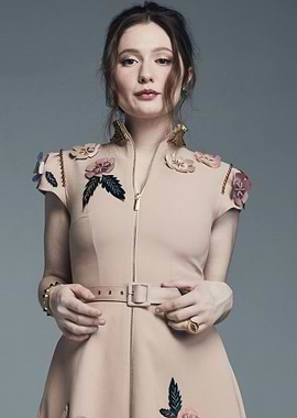 Emma Kenney in floral embellished dress