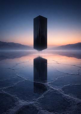 Mysterious Monolith in Desert Landscape