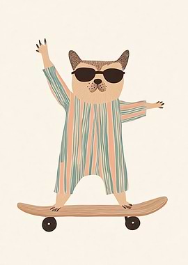 Cool Cat on a Skateboard