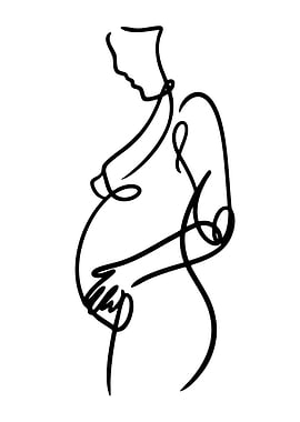 Pregnant Woman Line Art