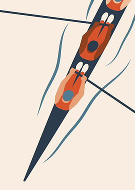 Rowing team in action