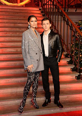 Zendaya and Tom Holland on Stairs