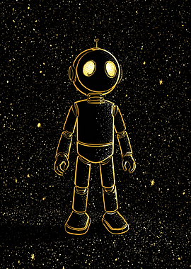 Golden Voyager – Minimal Space Figure Poster
