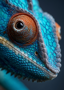 Close-up of a Blue Chameleon Eye