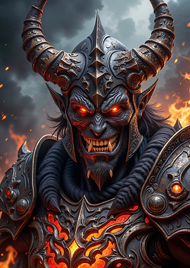 Demonic Warrior with Fiery Armor