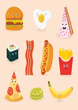 Cute Food Characters with Faces