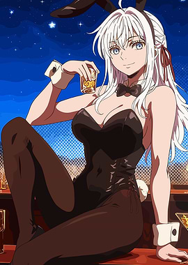 Anime Bunny Girl with Drink