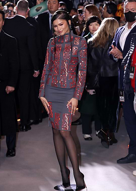 Zendaya in a futuristic circuit board outfit