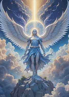 Angel standing on a rock