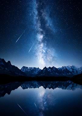 Milky Way over Mountains and Lake