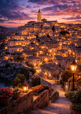 Ancient Italian City at Dusk