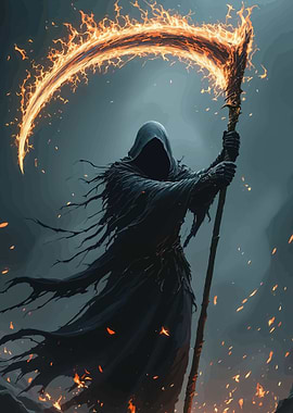 Grim Reaper with Fiery Scythe