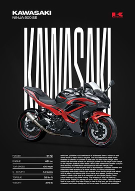 Kawasaki Ninja 500 SE Motorcycle Poster