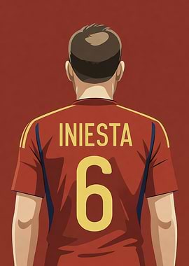 Iniesta Spain Jersey Back