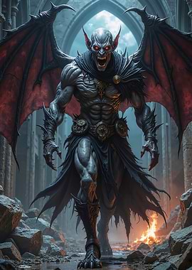 Demonic Vampire Creature with Wings