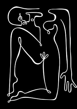 Abstract Line Art of Two Figures