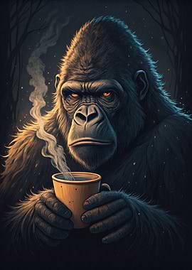 Gorilla with a Hot Drink