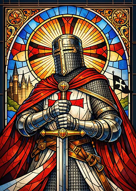 Stained Glass Knight Templar