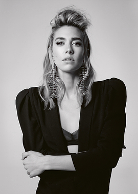 Glamorous Vanessa Kirby in Black Blazer