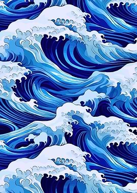 Stylized Blue Ocean Waves