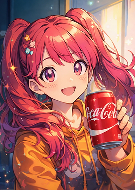 Anime Girl with Coca-Cola