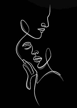 Minimalist Line Art of Two Faces