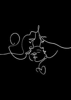 Abstract Family Love Line Art