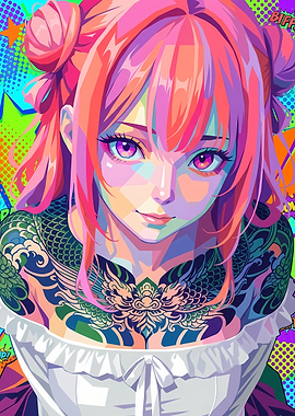 Anime Girl with Dragon Tattoo