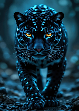 Black Panther with Glowing Eyes