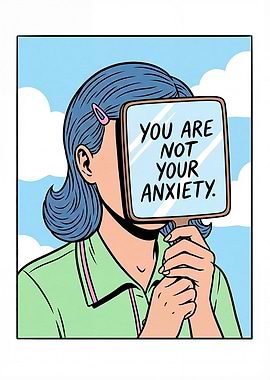 Woman holding mirror with inspirational text