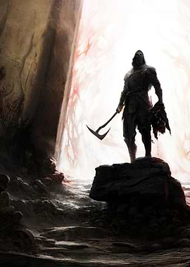 Dark Warrior with Axe and Head