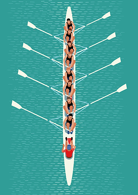 Team Rowing in Synchronized Motion