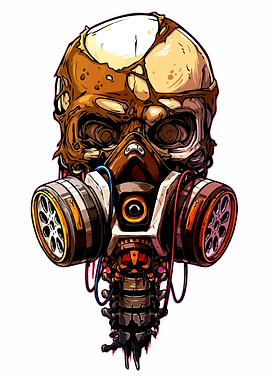 Post-apocalyptic Skull with Gas Mask